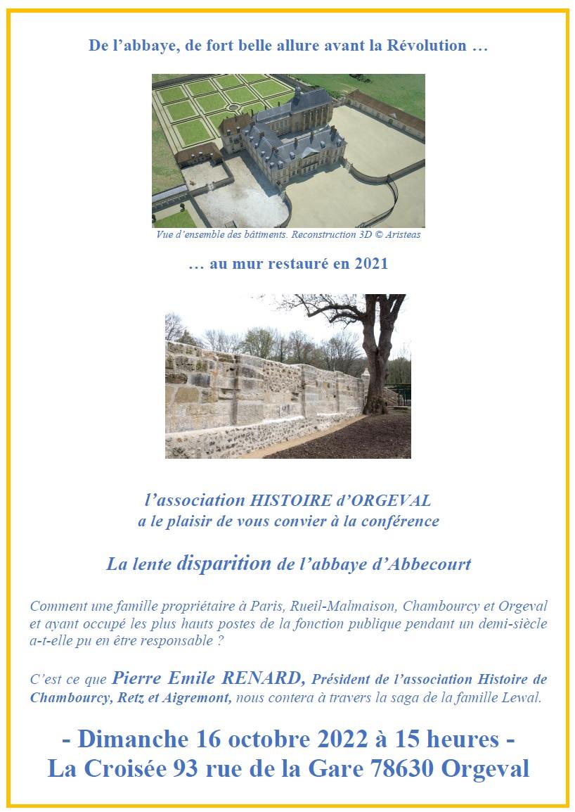 Conférence de P. E. Renard : La lente disparition de l'Abbaye d'Abbecourt